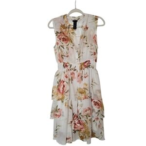 Kate & Lily Women’s Floral Chiffon Dress Size 8 Sleeveless Tiered Ruffle Skirt
